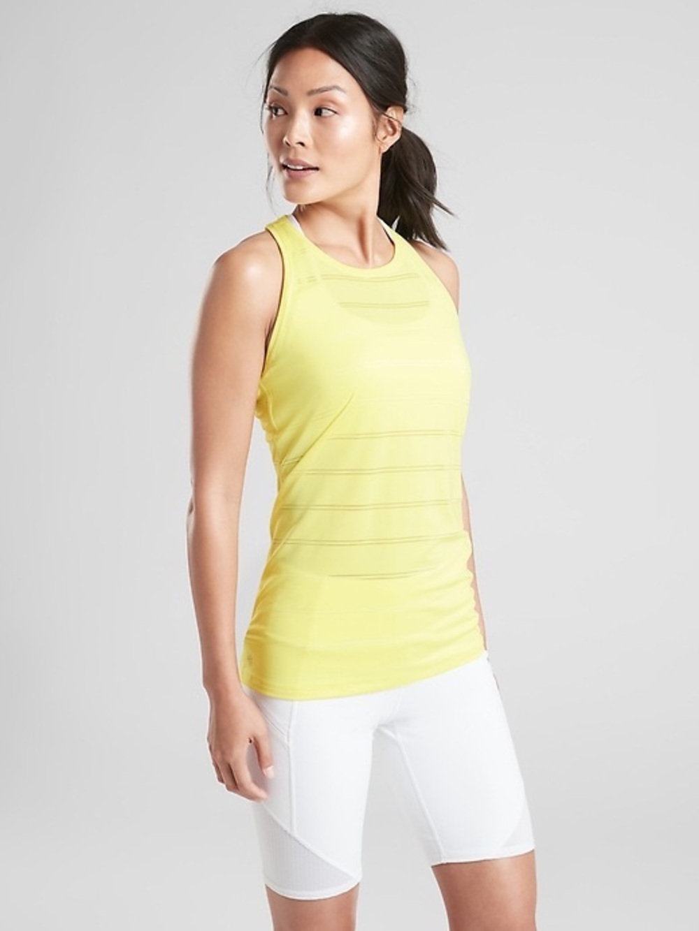 Athleta High Neck Chi Double Stripe Tank - Bright Yellow